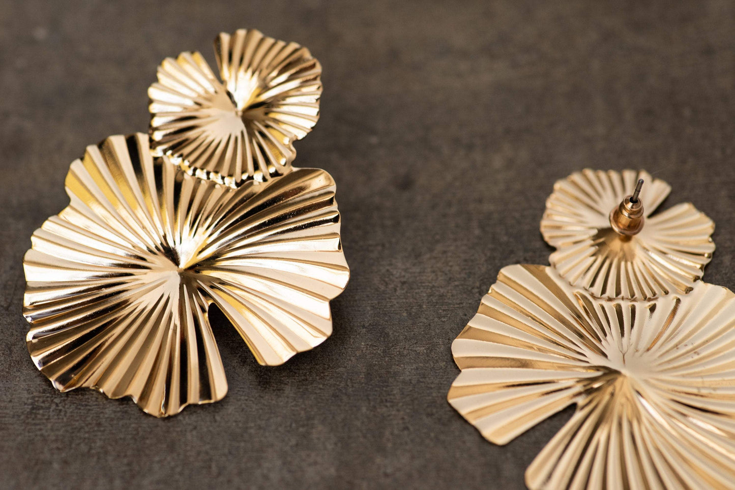 Gold Oversized Abstract Floral Earrings - Closed Caption | Shop Vintage + Handmade. Always Sustainable. Never Wasteful.