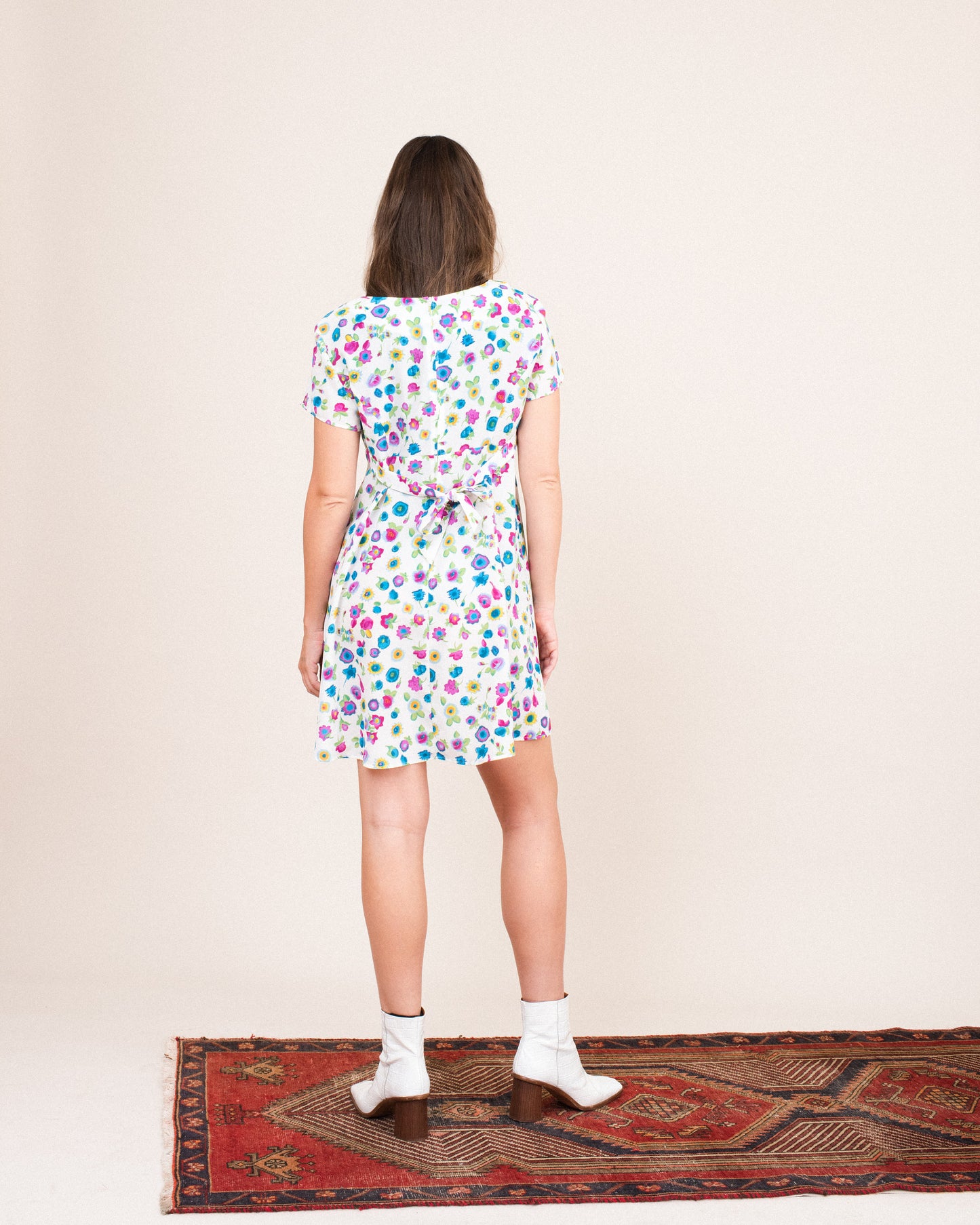 Vintage Colorful Floral Dress  / S