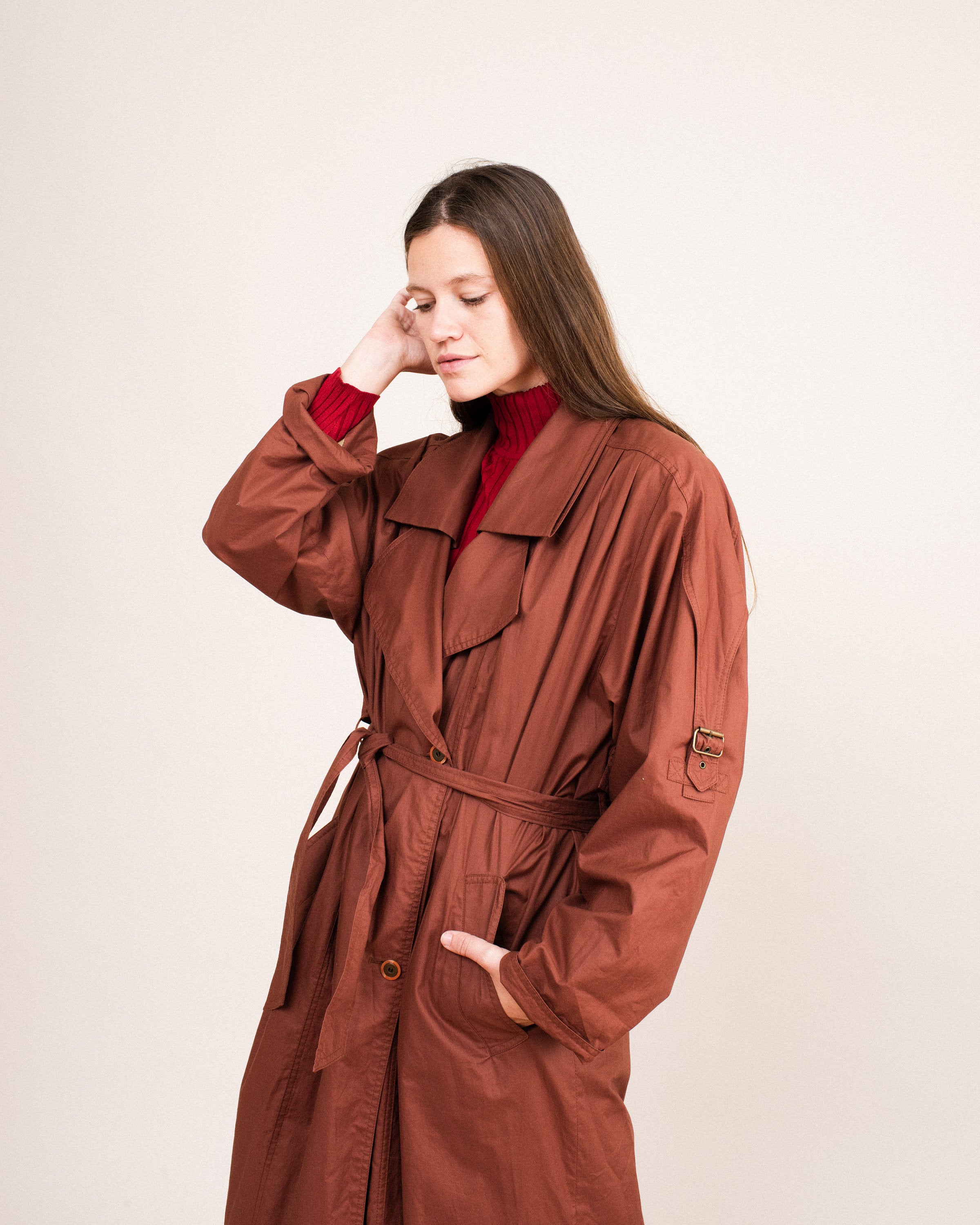 Rust trench coat deals