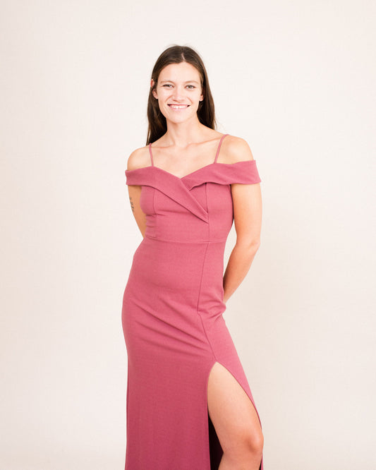 Vintage 70s Dusty Rose Maxi Dress  / S