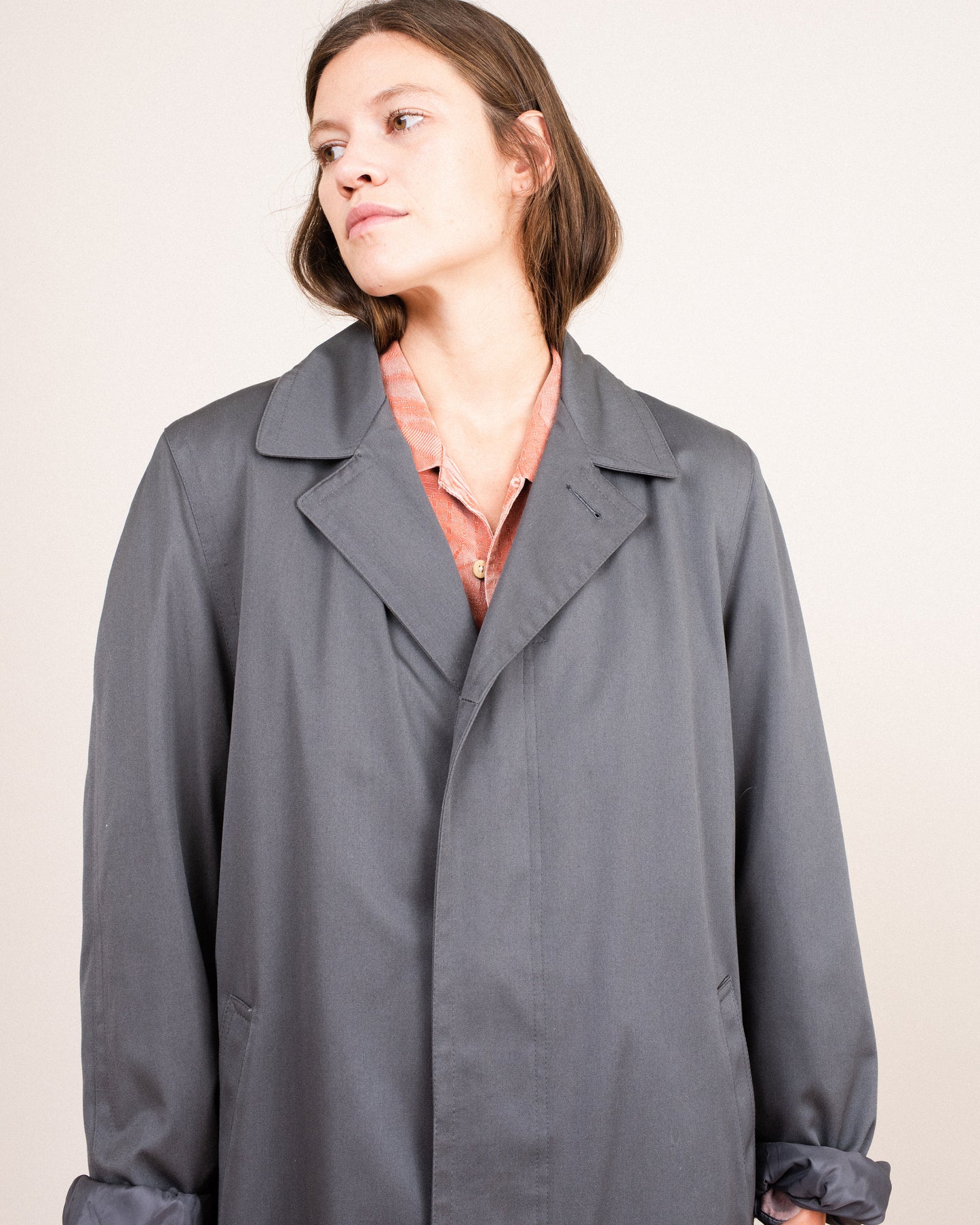 Vintage Blue Grey Trench Coat / S/M