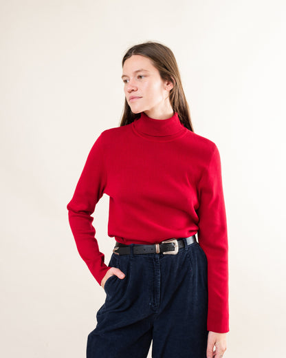 Vintage Wine Red Turtleneck Sweater (S/M)
