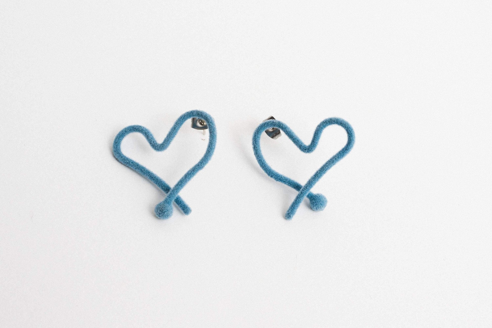 Powder Blue Velvet Heart Earrings - Closed Caption | Shop Vintage + Handmade. Always Sustainable. Never Wasteful.