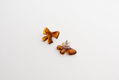 Dainty Caramel Bow Earrings - Closed Caption | Shop Vintage + Handmade. Always Sustainable. Never Wasteful.