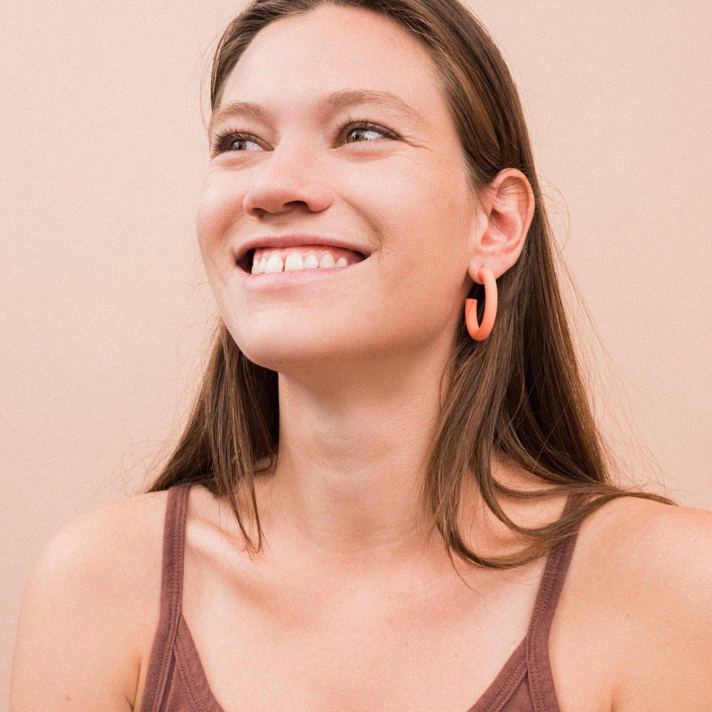 Coral Hoop Earrings - Closed Caption | Shop Vintage + Handmade. Always Sustainable. Never Wasteful.