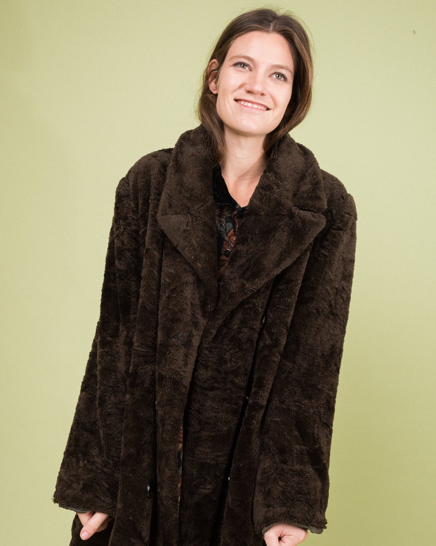 Vintage Chocolate Plush Coat (S/M)