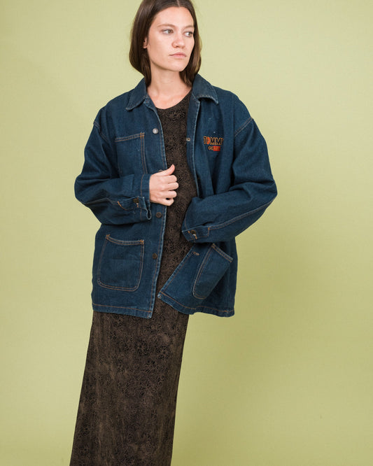 Vintage Distressed Denim Chore Jacket (S/M)