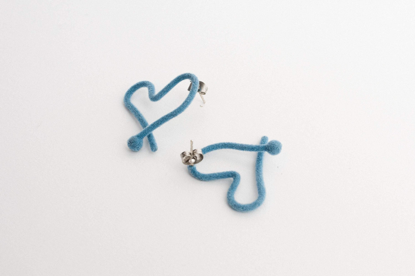 Powder Blue Velvet Heart Earrings - Closed Caption | Shop Vintage + Handmade. Always Sustainable. Never Wasteful.