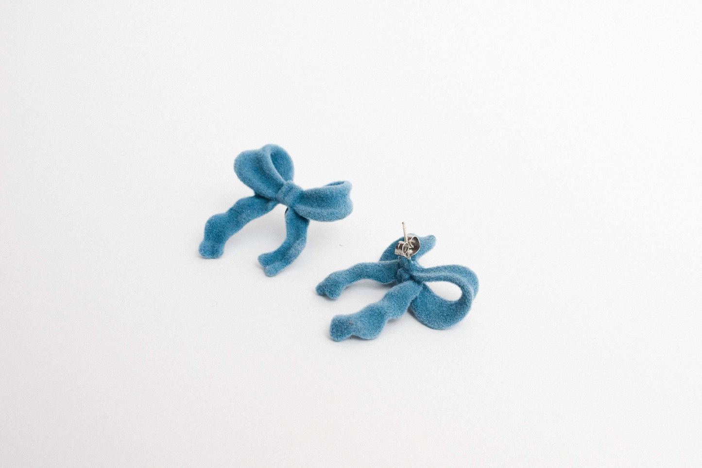 Powder Blue Velvet Bow Earrings - Closed Caption | Shop Vintage + Handmade. Always Sustainable. Never Wasteful.