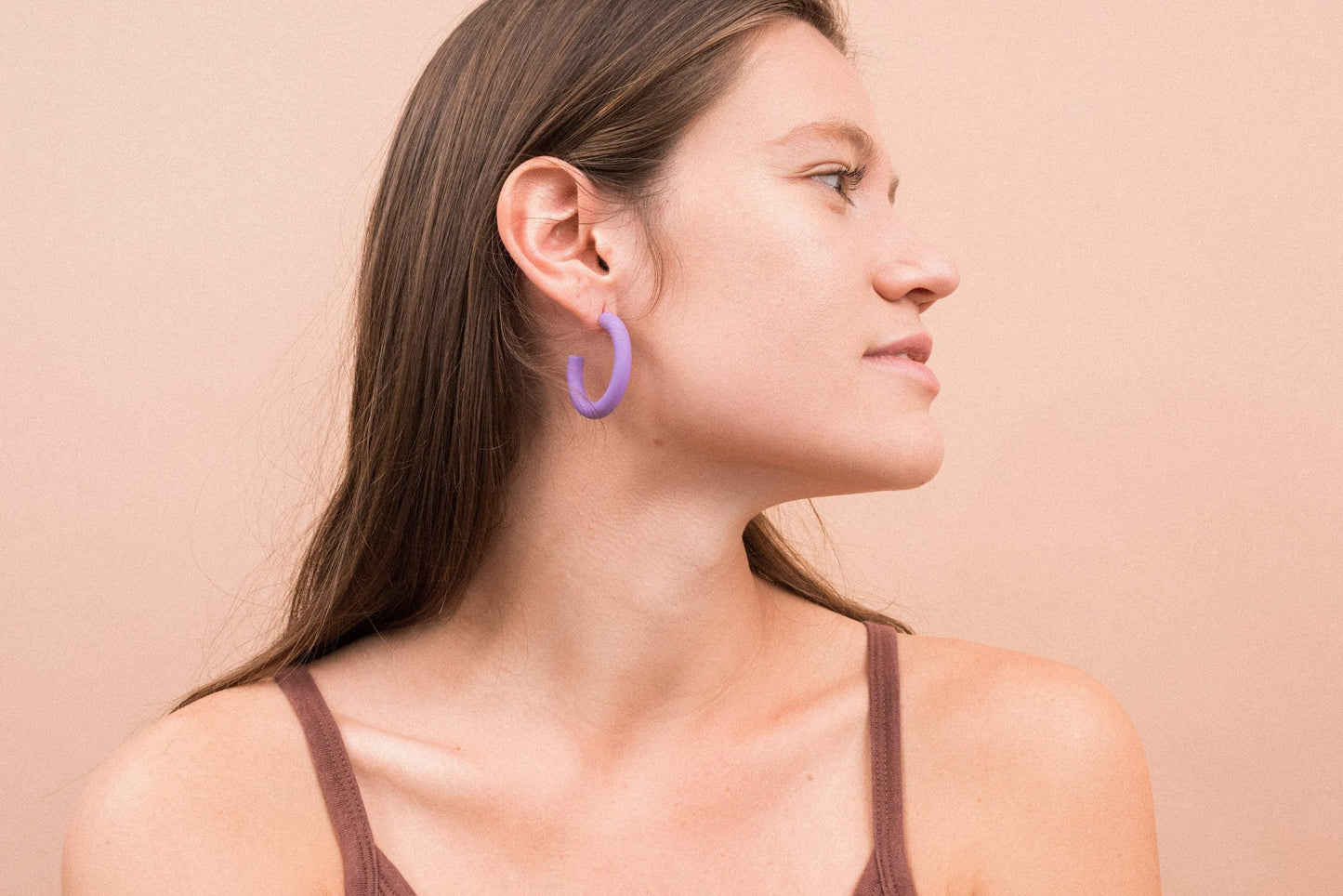 Lilac Hoop Earrings - Closed Caption | Shop Vintage + Handmade. Always Sustainable. Never Wasteful.