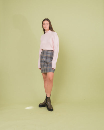 Vintage Plaid Wool Mini Skirt (M/L)