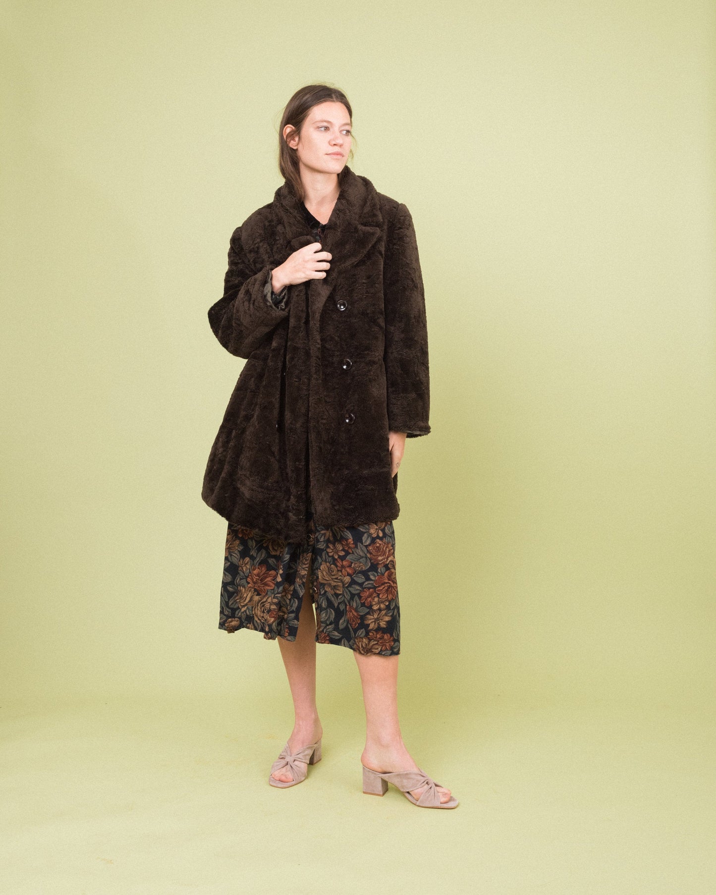 Vintage Chocolate Plush Coat (S/M)