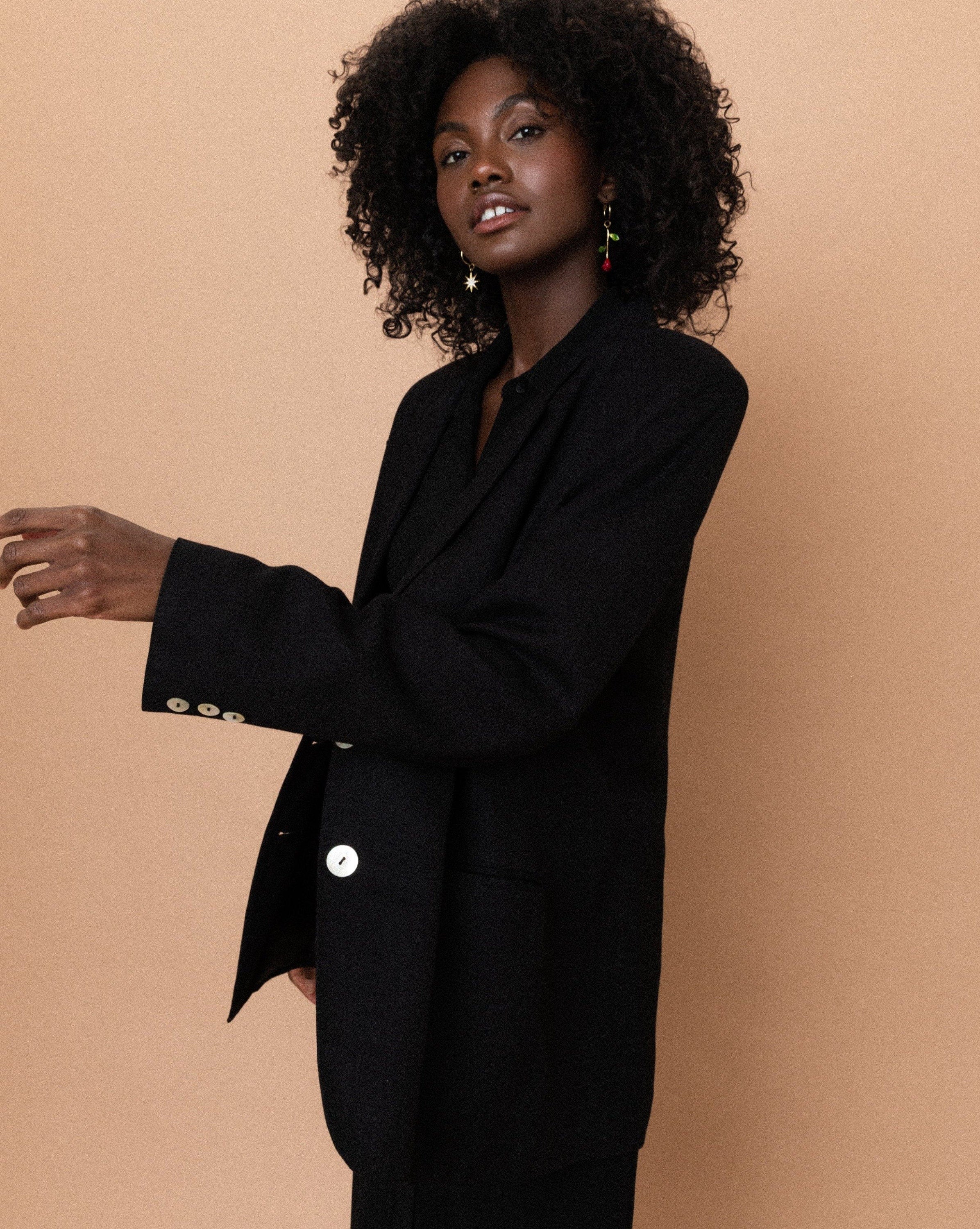 Black linen boyfriend outlet blazer