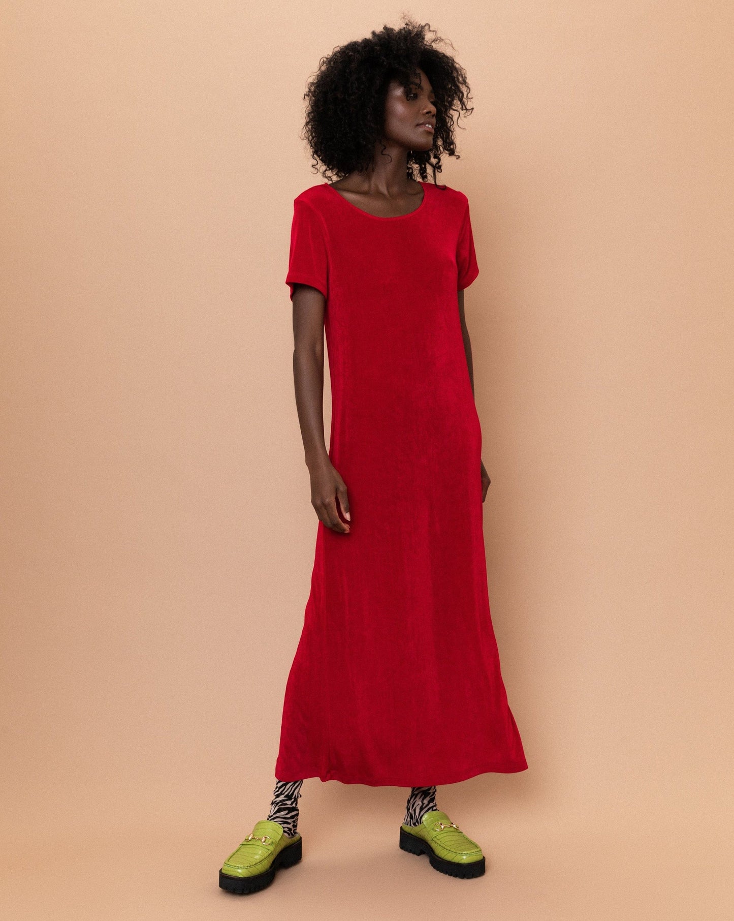Vintage Cherry Red Slinky Maxi Dress (S) Closed Caption Vintage Cherry Red Slinky Maxi Dress (S) Closed Caption